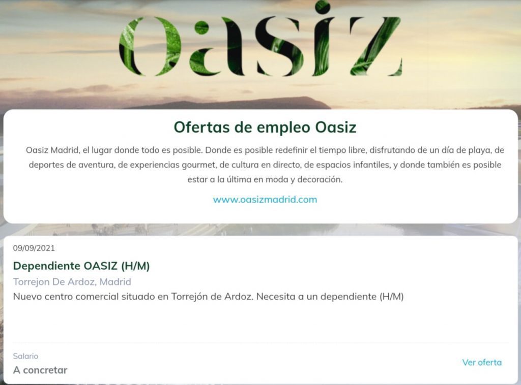Se buscan más de 1.000 personas para trabajar en el nuevo centro comercial Oasiz Madrid  