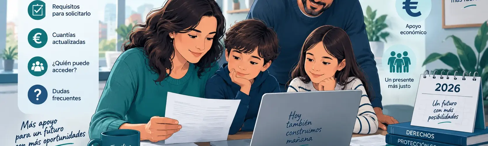 Familia consultando los requisitos y cuantías del Ingreso Mínimo Vital 2026